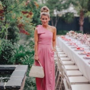 Gal Meets Glam Sylvia Pink Bow Jumpsuit